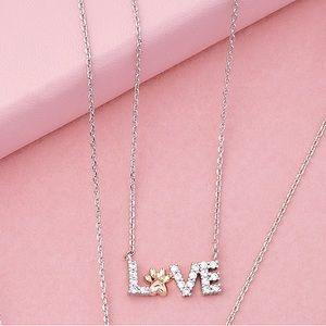Charmed Aroma Paw Love Heart Necklace Silver Tone